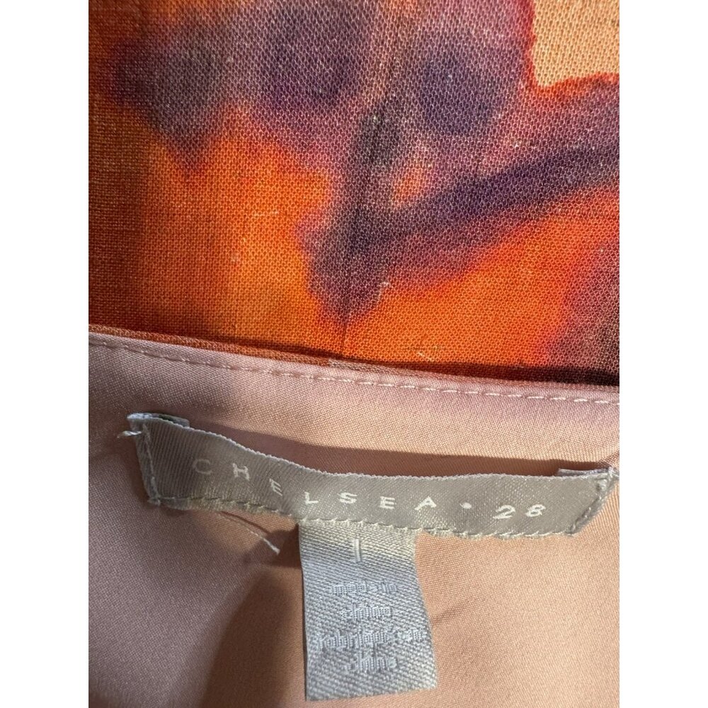 Chelsea28 Midi Dress L Large Purple Orange Pink Floral Linen One Shoulder - Picture 11 of 13